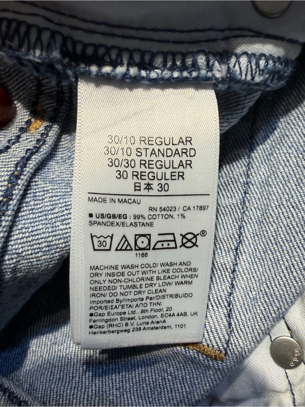 GAP High Rise Cheeky Straight Medium Wash Indigo Blue Button Fly Jeans Sz 30/10R - Picture 12 of 13